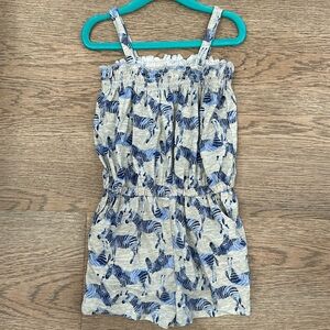 NEW Carters Girls Summer Romper Dress Zebra Gray Blue Pockets Size 6